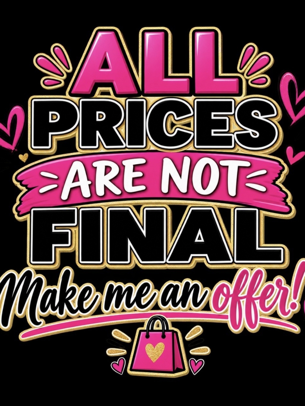 Make Me An Offer Pink & Black Wall Art Sign